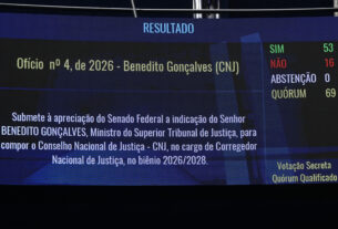 Quais senadores participaram da votação que aprovou indicação de Benedito Gonçalves ao CNJ
