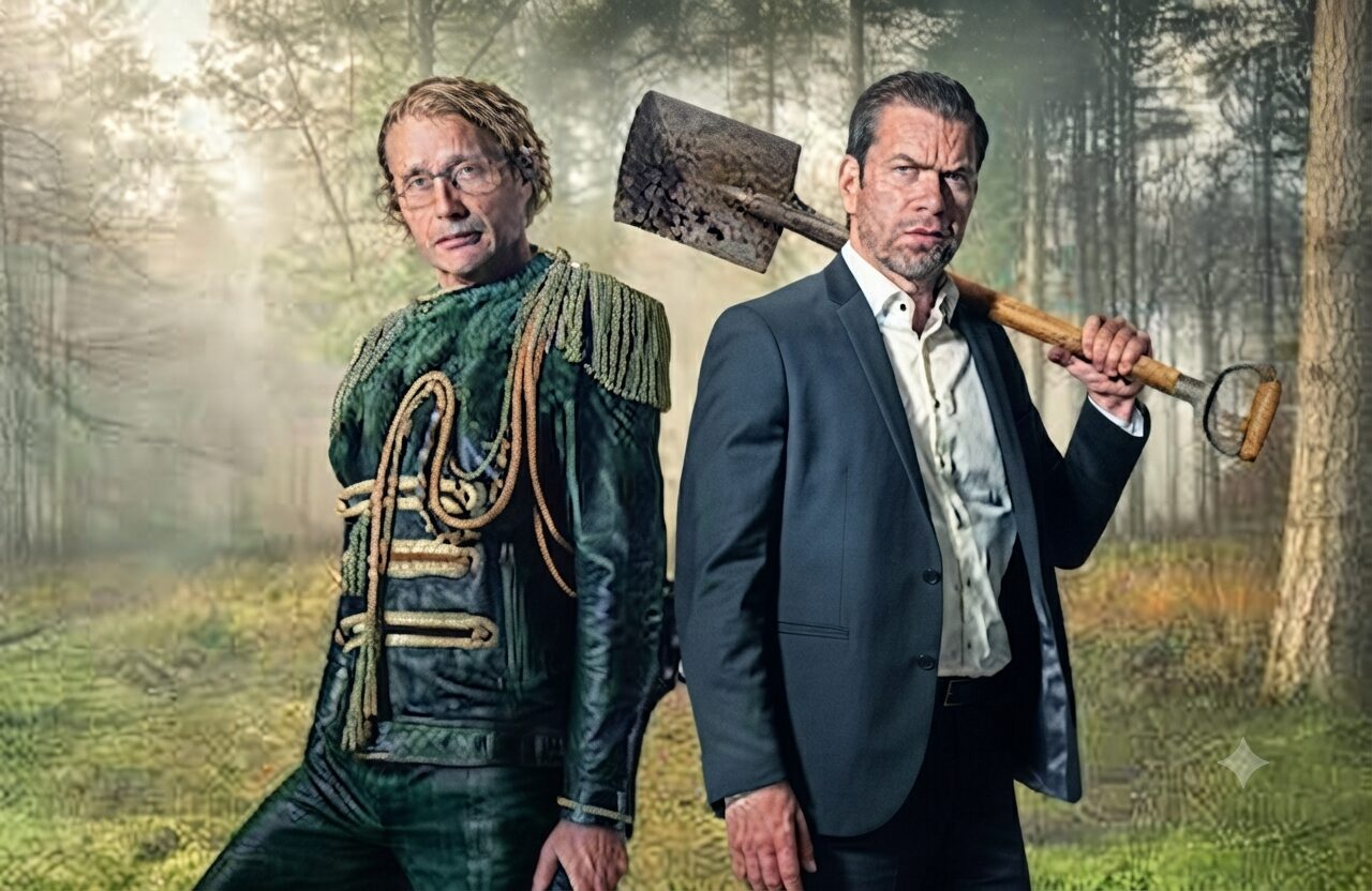Thriller com Mads Mikkelsen explora humor ácido e drama familiar em trama de vingança