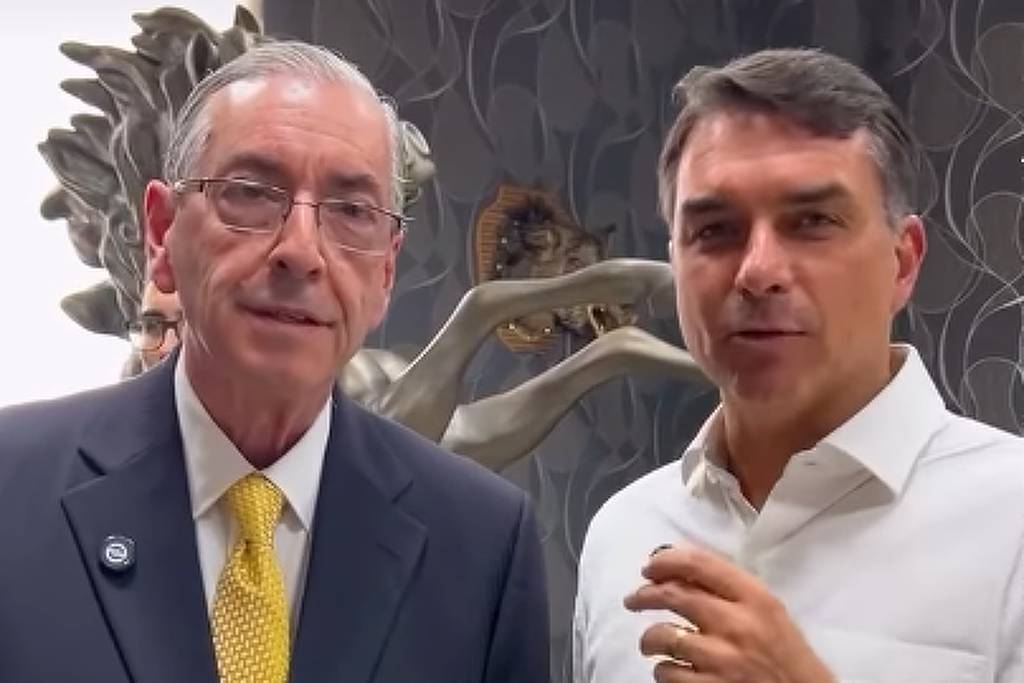 Eduardo Cunha, ex-presidente da Câmara, recebe apoio de Flávio Bolsonaro em vídeo