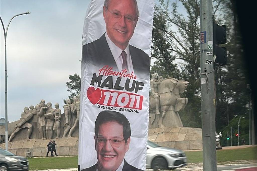 Material de campanha de Albertinho Maluf é alvo de vandalismo na Avenida Paulista