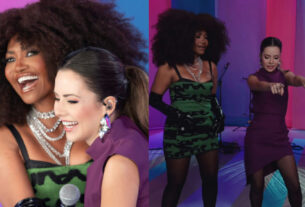 Sandy aprende coreografia de Foguinho com Gaby Amarantos em programa do Multishow